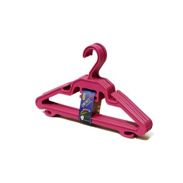 LOT DE 6 CINTRES EN PLASTIQUE COULEUR LION