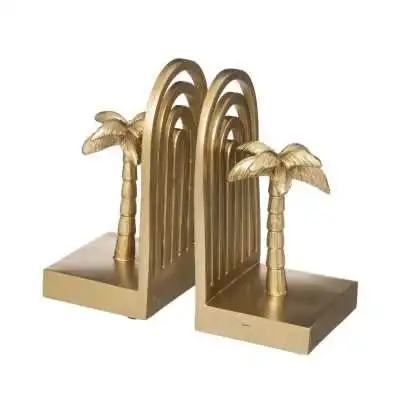 SERRE-LIVRES EN RÉSINE DORÉE PALMIER 16.5X16.5X9CM ATMOSPHERA ATMOSPHERA - 1