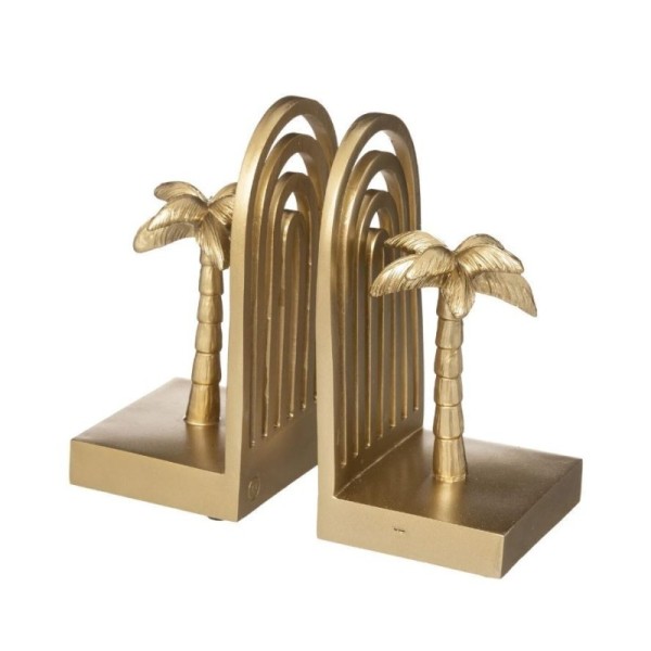 SERRE-LIVRES EN RÉSINE DORÉE PALMIER 16.5X16.5X9CM ATMOSPHERA