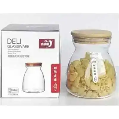 BOITE DE CONSERVATION EN VERRE AVEC COUVERCLE EN BOIS 650ML GPG31-1 DELI  - 1
