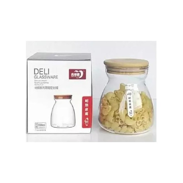 BOITE DE CONSERVATION EN VERRE AVEC COUVERCLE EN BOIS 650ML GPG31-1 DELI