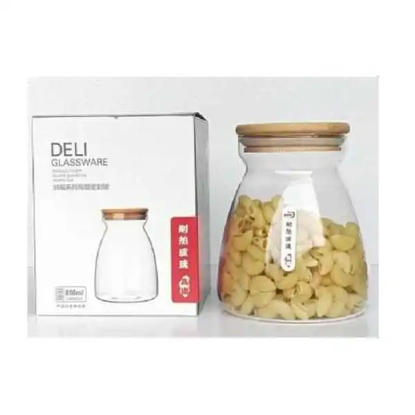 BOITE DE CONSERVATION EN VERRE AVEC COUVERCLE EN BOIS 850ML GPG31-2 DELI