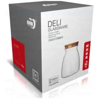 BOITE DE CONSERVATION EN VERRE AVEC COUVERCLE EN BOIS 850ML GPG31-2 DELI  - 3