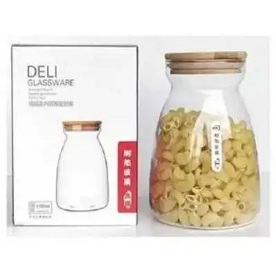 BOITE DE CONSERVATION EN VERRE AVEC COUVERCLE EN BOIS 1100ML GPG31-3 DELI - 1