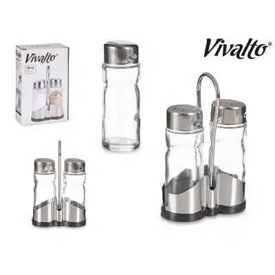 SALIÈRE ET POIVRIÈRE AVEC SUPPORT EN ACIER INOXYDABLE VIVALTO VIVALTO - 1