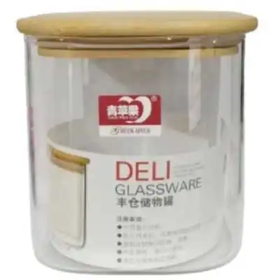 BOITE DE CONSERVATION EN VERRE CARRÉ AVEC COUVERCLE EN BOIS 825ML GPG4010-1 DELI - 1