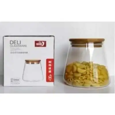 BOITE DE CONSERVATION EN VERRE AVEC COUVERCLE EN BOIS 550ML GPG74-1 DELI - 1