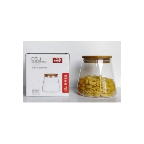 BOITE DE CONSERVATION EN VERRE AVEC COUVERCLE EN BOIS 550ML GPG74-1 DELI