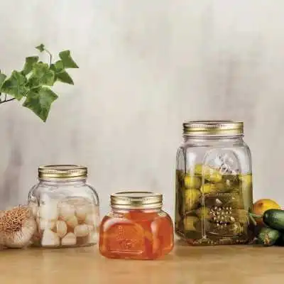 POT DE STOCKAGE EN VERRE AVEC COUVERCLE EN CUIVRE 1L PASABAHCE pasabahce - 3