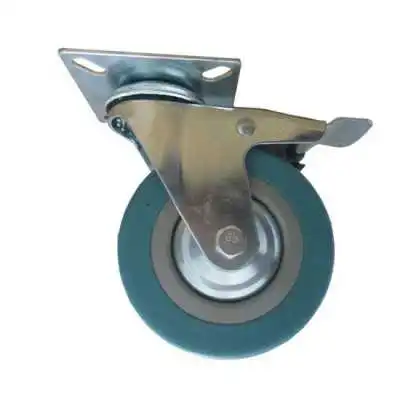 ROULETTE PIVOTANTE Ø100MM AVEC PLAQUE ET FREIN GRIS - 1