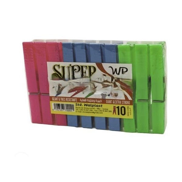 LOT DE 10 PINCES À LINGE SUPER WP