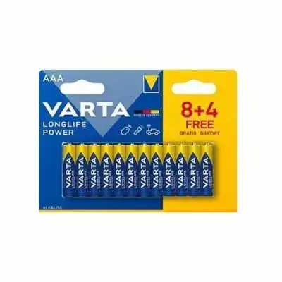 LOT DE 12 PILES ALCALINE AAA (LR03) LONGLIFE POWER VARTA VARTA - 1