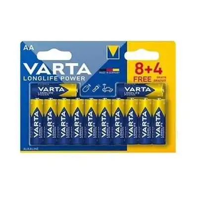 LOT DE 12 PILES ALCALINE AA LR6 LONGLIFE POWER VARTA VARTA - 1