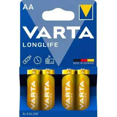 LOT DE 4 PILES ALCALINE AA LR6 LONGLIFE VARTA VARTA - 1
