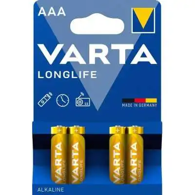 LOT DE 4 PILES ALCALINE AAA (LR03) LONGLIFE VARTA VARTA - 1