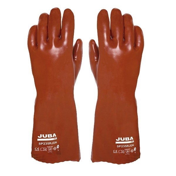 GANTS EN PVC LONGUEUR 35CM ROUGE BORDEAUX JUBA