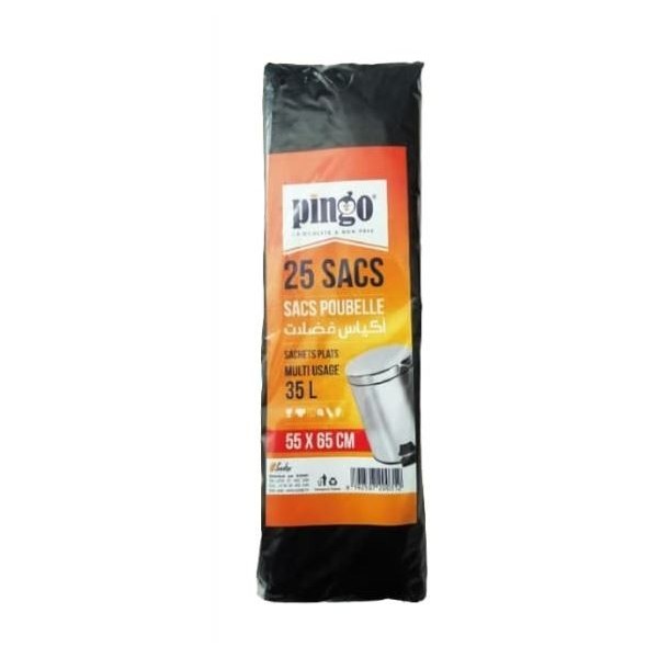 LOT DE 25 SACS POUBELLE 55X65CM 35L PINGO