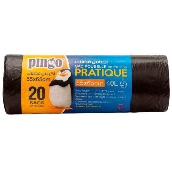 LOT DE 20 SACS POUBELLE 55X65CM PINGO