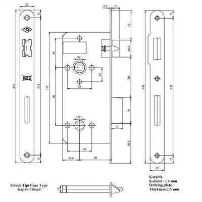 SERRURE ENCASTRABLE À CONDAMNATION 159T50 KALE KILIT KALE KILIT - 2