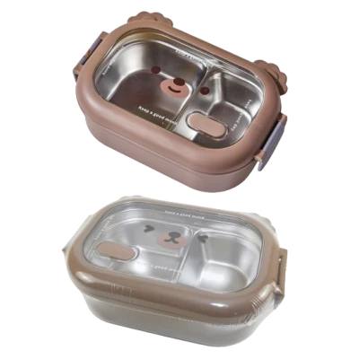 BOÎTE À REPAS EN ACIER INOXYDABLE À 2 COMPARTIMENTS - 1