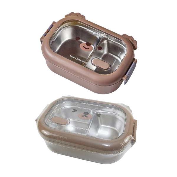 BOÎTE À REPAS EN ACIER INOXYDABLE À 2 COMPARTIMENTS