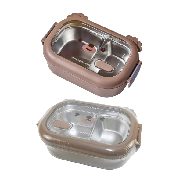 BOÎTE À REPAS EN ACIER INOXYDABLE À 2 COMPARTIMENTS