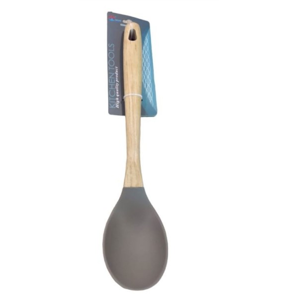 CUILLÈRE EN SILICONE AVEC MANCHE EN BOIS MING HENG