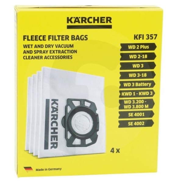 LOT DE 4 SACS D'ASPIRATEUR KARCHER