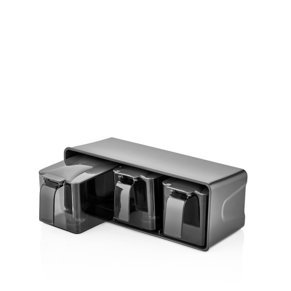 LOT DE 3 BOÎTES À ÉPICES AVEC CUILLÈRE ET SUPPORT QLUX