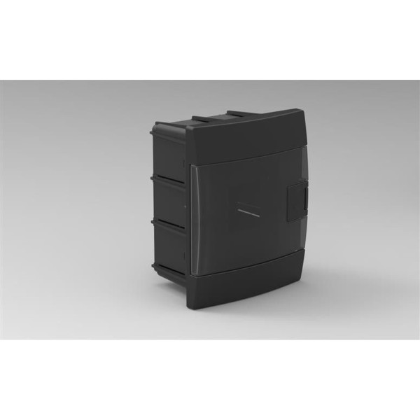 COFFRET ENCASTRÉ 4 MODULES NOIR PORTE FUMÉE HOROZ ELECTRIC