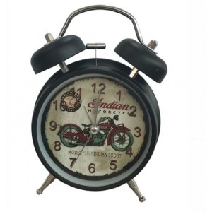 HORLOGE RÉVEIL À DOUBLE CLOCHE EN MÉTAL AVEC MOTIF GRAND MODÈLE  - 1