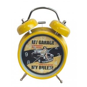 HORLOGE RÉVEIL À DOUBLE CLOCHE EN MÉTAL AVEC MOTIF GRAND MODÈLE  - 2