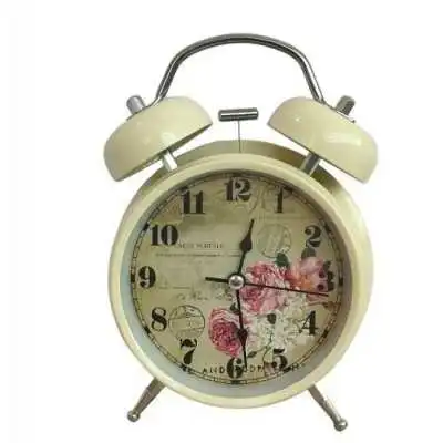 HORLOGE RÉVEIL À DOUBLE CLOCHE EN MÉTAL AVEC MOTIF GRAND MODÈLE - 3