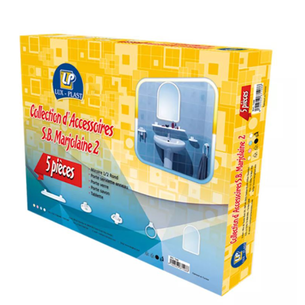 ENSEMBLE DE 5 ACCESSOIRES DE SALLE DE BAIN MARJOLAINE 2 LUXPLAST