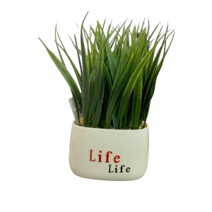 PLANTE ARTIFICIELLE 21CM, POT EN PLASTIQUE  - 1