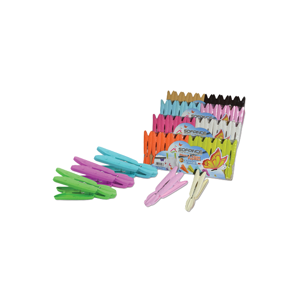 LOT DE 8 PINCES À LINGE PAPILLON SOFPINCE
