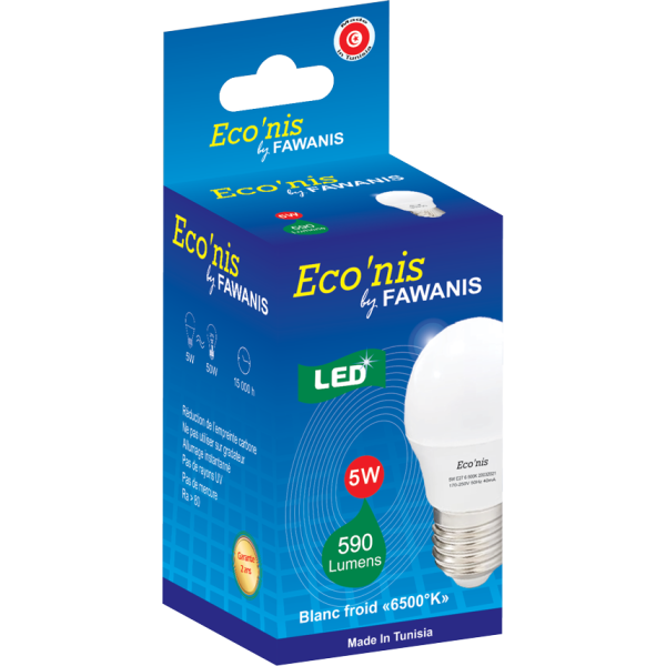 LAMPE LED SHÉRIQUE 5W E27 LUMIÉRE BLANCHE ECO’NIS FAWANIS