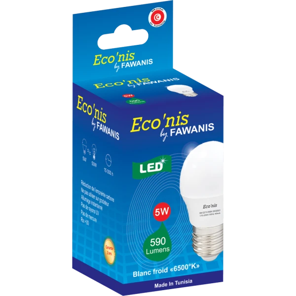 LAMPE LED SHÉRIQUE 5W E27 LUMIÉRE BLANCHE ECO’NIS FAWANIS