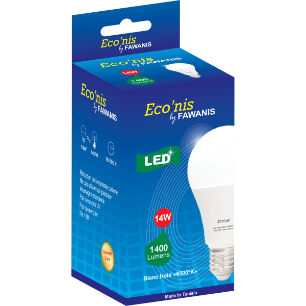 LAMPE LED STANDARD 14W E27 LUMIÈRE BLANCHE ECO’NIS FAWANIS