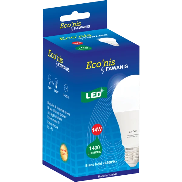 LAMPE LED STANDARD 14W E27 LUMIÈRE BLANCHE ECO’NIS FAWANIS
