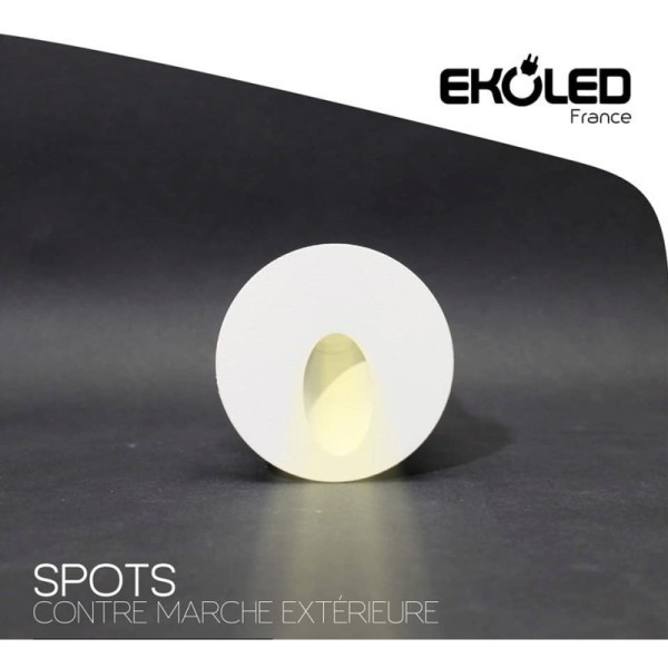 SPOT CONTRE MARCHE BLANC 2W LUMIÈRE JAUNE IP65 EKOLED