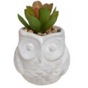 MINI PLANTE ARTIFICIELLE, POT EN CIMENT,FORME HIBOU ATMOSPHERA ATMOSPHERA - 1