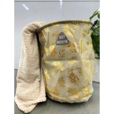 PANIER À LINGE PLIABLE ROND AVEC POIGNÉES 42X34CM - 3