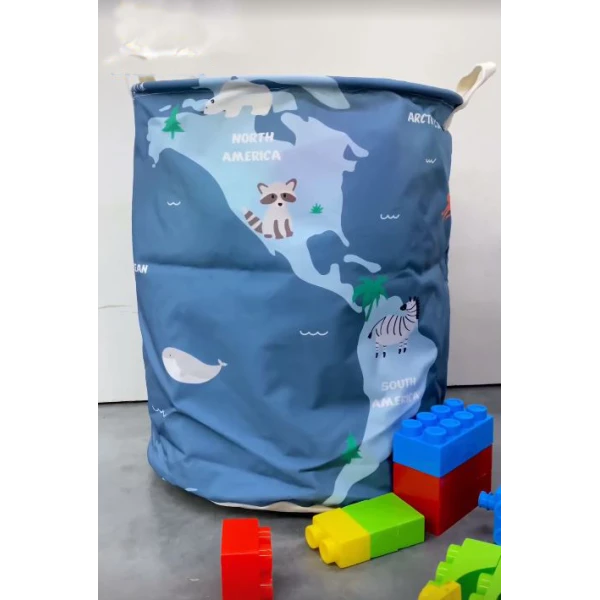 PANIER À LINGE PLIABLE ROND AVEC POIGNÉES 40X35CM AVEC MOTIF