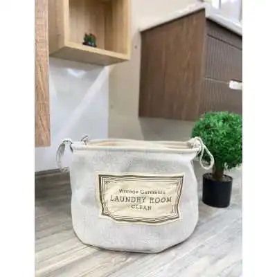 PANIER À LINGE PLIABLE ROND AVEC POIGNÉES 40X30CM - 1