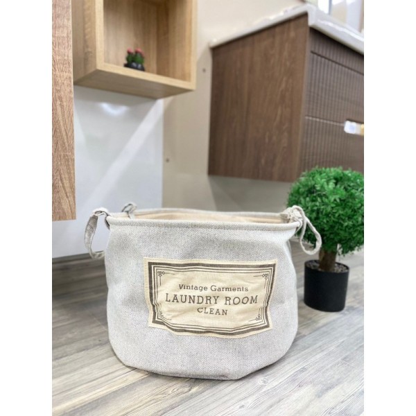 PANIER À LINGE PLIABLE ROND AVEC POIGNÉES 40X30CM