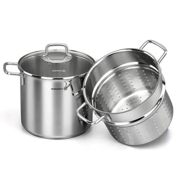 MARMITE À SPAGHETTI PERLA EN INOX 5.6 LITRES KORKMAZ