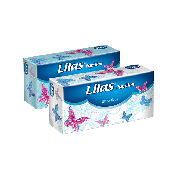 DISTRIBUTEUR DE MOUCHOIR DESIGN PAPILLON 100 PIÈCES LILAS