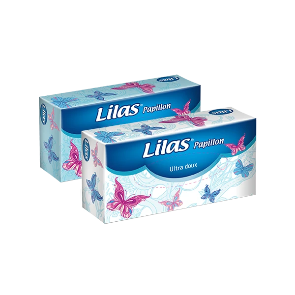 DISTRIBUTEUR DE MOUCHOIR DESIGN PAPILLON 100 PIÈCES LILAS