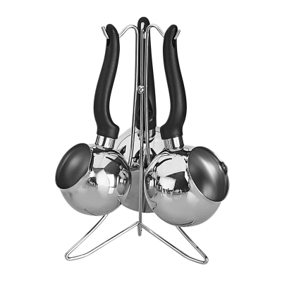 SÉRIE DE 3 POT DE CAFÉ ELIOS AVEC SUPPORT EN INOX 18/10 TEM TEM - 1